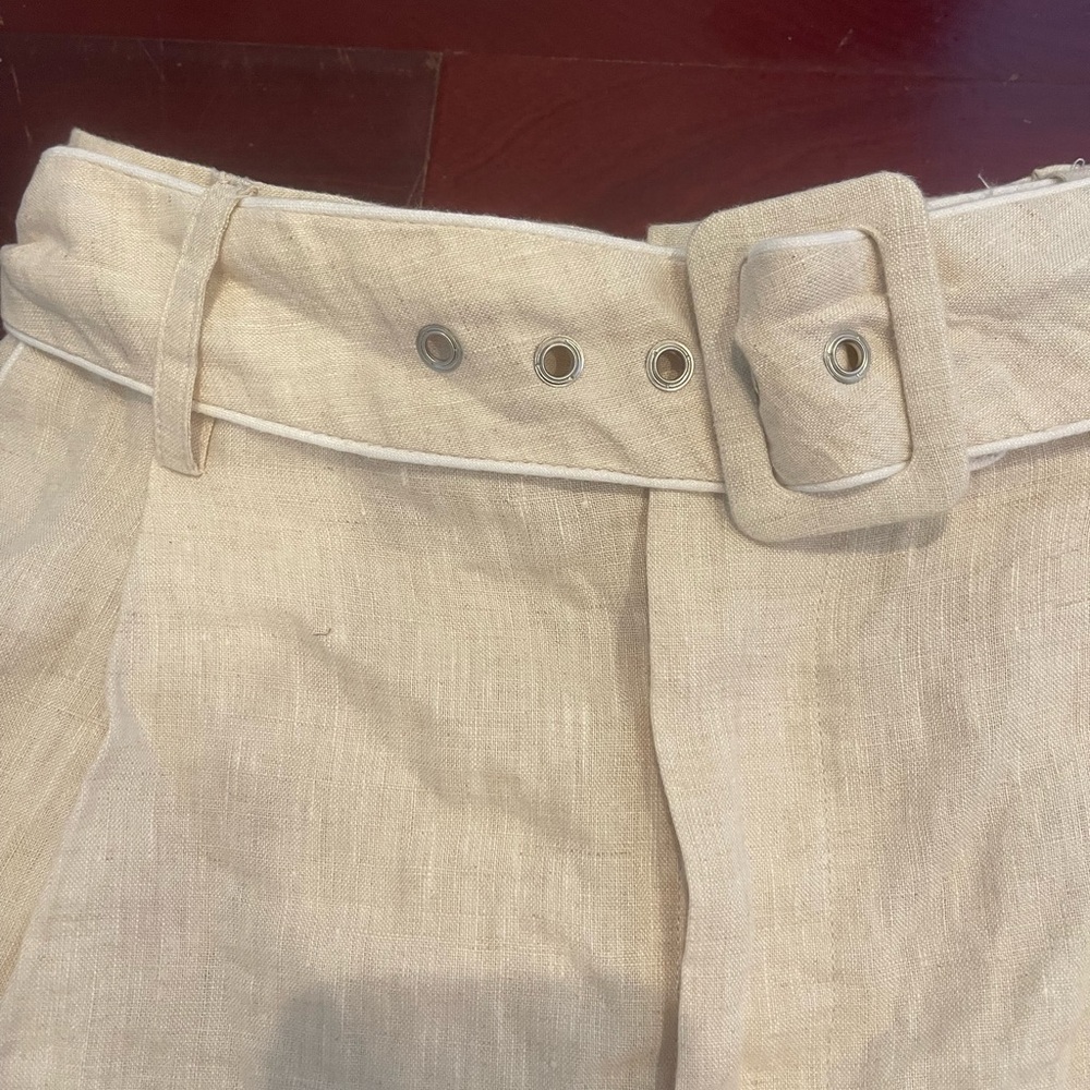 STAUD Eris Linen Belted Shorts NWOT - Picture 2 of 4